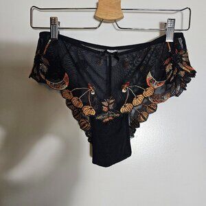 (NEW) Appliqué Autumn/Pumpkin Cheeky Lingerie Underwear (Size Large)